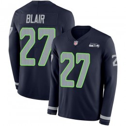 Seattle Seahawks #27 Marquise Blair Steel Blue Team Color Men's Stitched NFL Limited Therma Long Sleeve Jersey