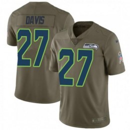 Seattle Seahawks #27 Mike Davis Olive Men's Stitched NFL Limited 2017 Salute to Service Jersey