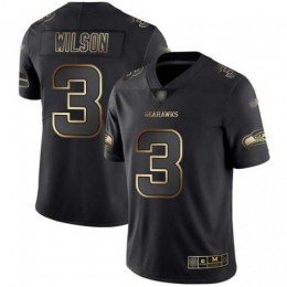 Seattle Seahawks #3 Russell Wilson Black/Gold Men's Stitched NFL Vapor Untouchable Limited Jersey