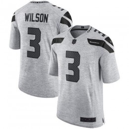 Seattle Seahawks #3 Russell Wilson Gray Men's Stitched NFL Limited Gridiron Gray II Jersey
