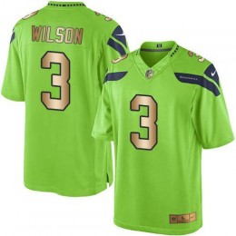 Seattle Seahawks #3 Russell Wilson Green Men's Stitched NFL Limited Gold Rush Jersey