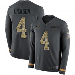 Seattle Seahawks #4 Michael Dickson Anthracite Salute to Service Men's Stitched NFL Limited Therma Long Sleeve Jersey