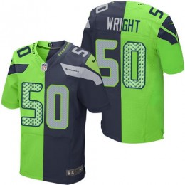 Seattle Seahawks #50 K.J. Wright Steel Blue/Green Men's Stitched NFL Elite Split Jersey