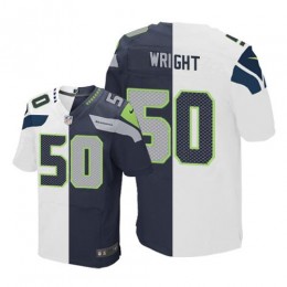 Seattle Seahawks #50 K.J. Wright White/Steel Blue Men's Stitched NFL Elite Split Jersey