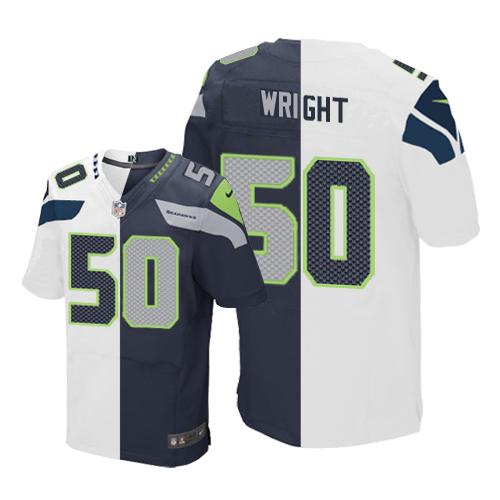 Seattle Seahawks #50 K.J. Wright White/Steel Blue Men's Stitched NFL Elite Split Jersey Seattle Seahawks #50 K.J. Wright White/Steel Blue Men's Stitched NFL Elite Split Jersey