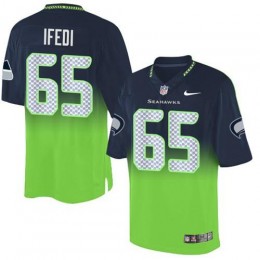 Seattle Seahawks #65 Germain Ifedi Steel Blue/Green Men's Stitched NFL Elite Fadeaway Fashion Jersey