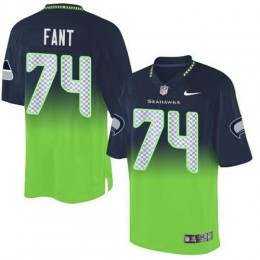 Seattle Seahawks #74 George Fant Steel Blue/Green Men's Stitched NFL Elite Fadeaway Fashion Jersey