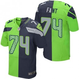 Seattle Seahawks #74 George Fant Steel Blue/Green Men's Stitched NFL Elite Split Jersey