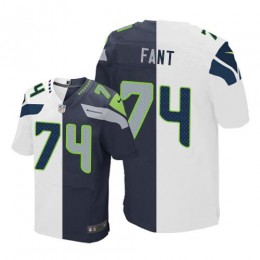 Seattle Seahawks #74 George Fant White/Steel Blue Men's Stitched NFL Elite Split Jersey