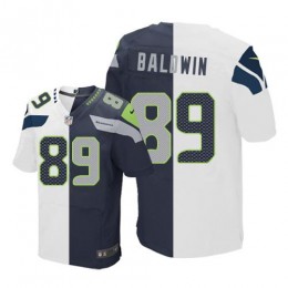 Seattle Seahawks #89 Doug Baldwin White/Steel Blue Men's Stitched NFL Elite Split Jersey