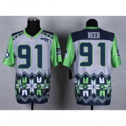 Seattle Seahawks #91 Jarran Reed Grey Men's Stitched NFL Elite Noble Fashion Jersey