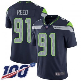 Seattle Seahawks #91 Jarran Reed Steel Blue Team Color Men's Stitched NFL 100th Season Vapor Limited Jersey