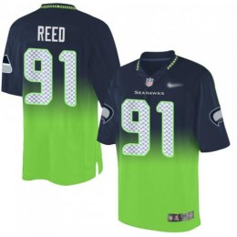 Seattle Seahawks #91 Jarran Reed Steel Blue/Green Men's Stitched NFL Elite Fadeaway Fashion Jersey