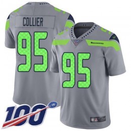 Seattle Seahawks #95 L.J. Collier Gray Men's Stitched NFL Limited Inverted Legend 100th Season Jersey
