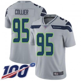 Seattle Seahawks #95 L.J. Collier Grey Alternate Men's Stitched NFL 100th Season Vapor Limited Jersey