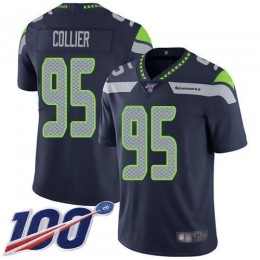 Seattle Seahawks #95 L.J. Collier Steel Blue Team Color Men's Stitched NFL 100th Season Vapor Limited Jersey