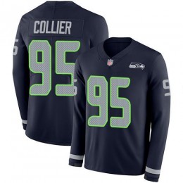 Seattle Seahawks #95 L.J. Collier Steel Blue Team Color Men's Stitched NFL Limited Therma Long Sleeve Jersey