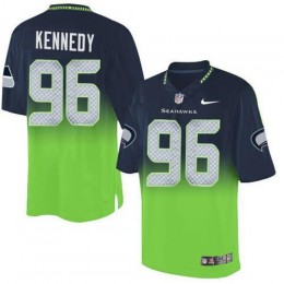 Seattle Seahawks #96 Cortez Kennedy Steel Blue/Green Men's Stitched NFL Elite Fadeaway Fashion Jersey