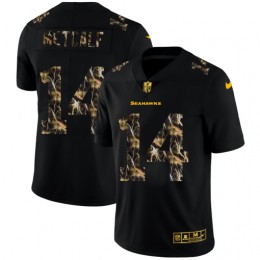 Seattle Seahawks #14 DK Metcalf Men's Black Flocked Lightning Vapor Limited NFL Jersey