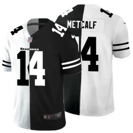 Seattle Seahawks #14 DK Metcalf Men's Black V White Peace Split Vapor Untouchable Limited NFL Jersey