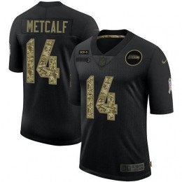 Seattle Seahawks #14 DK Metcalf Men's 2020 Salute To Service Camo Limited NFL Jersey Black