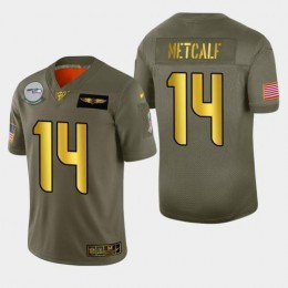 Seattle Seahawks #14 DK Metcalf Men's Olive Gold 2019 Salute To Service Limited NFL 100 Jersey