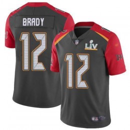 Buccaneers #12 Tom Brady Gray Men's Super Bowl LV Bound Stitched NFL Limited Inverted Legend Jersey
