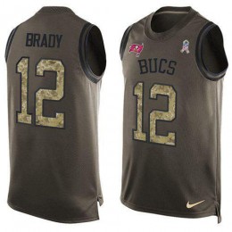 Buccaneers #12 Tom Brady Green Men's Stitched NFL Limited Salute To Service Tank Top Jersey