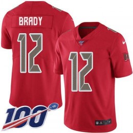 Buccaneers #12 Tom Brady Red Men's Stitched NFL Limited Rush 100th Season Jersey