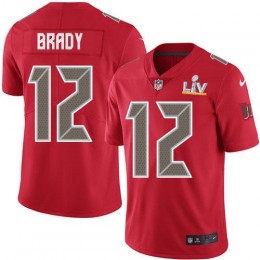 Buccaneers #12 Tom Brady Red Men's Super Bowl LV Bound Stitched NFL Limited Rush Jersey