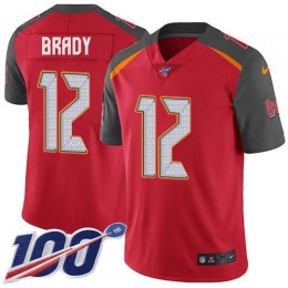 Buccaneers #12 Tom Brady Red Team Color Men's Stitched NFL 100th Season Vapor Untouchable Limited Jersey