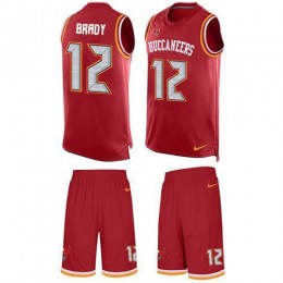 Buccaneers #12 Tom Brady Red Team Color Men's Stitched NFL Limited Tank Top Suit Jersey