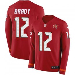 Buccaneers #12 Tom Brady Red Team Color Men's Stitched NFL Limited Therma Long Sleeve Jersey