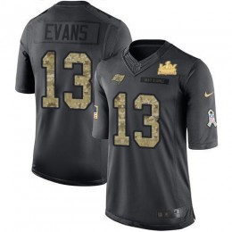 Buccaneers #13 Mike Evans Black Men's Super Bowl LV Champions Patch NFL Limited 2016 Salute To Service Jersey