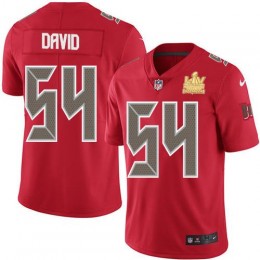 Buccaneers #54 Lavonte David Red Men's Super Bowl LV Champions Patch Stitched NFL Limited Rush Jersey