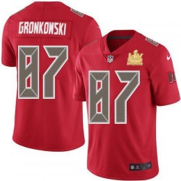 Buccaneers #87 Rob Gronkowski Red Men's Super Bowl LV Champions Patch Stitched NFL Limited Rush Jersey