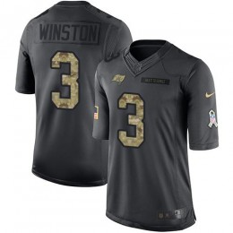 Tampa Bay Buccaneers #3 Jameis Winston Black Men's Stitched NFL Limited 2016 Salute to Service Jersey