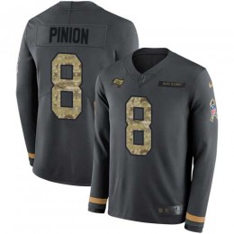 Tampa Bay Buccaneers #8 Bradley Pinion Anthracite Salute to Service Men's Stitched NFL Limited Therma Long Sleeve Jersey