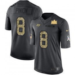 Tampa Bay Buccaneers #8 Bradley Pinion Black Men's Super Bowl LV Champions Patch NFL Limited 2016 Salute to Service Jersey