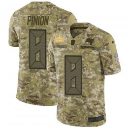 Tampa Bay Buccaneers #8 Bradley Pinion Camo Men's Super Bowl LV Champions Patch Stitched NFL Limited 2018 Salute To Service Jersey