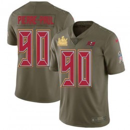 Tampa Bay Buccaneers #90 Jason Pierre-Paul Olive Men's Super Bowl LV Champions Patch Stitched NFL Limited 2017 Salute To Service Jersey