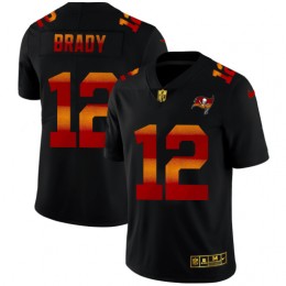 Tampa Bay Buccaneers #12 Tom Brady Men's Black Red Orange Stripe Vapor Limited NFL Jersey