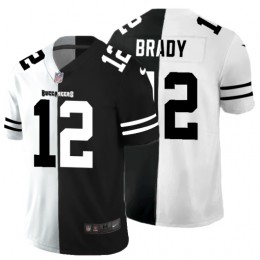 Tampa Bay Buccaneers #12 Tom Brady Men's Black V White Peace Split Vapor Untouchable Limited NFL Jersey