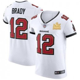 Tampa Bay Buccaneers #12 Tom Brady Men's Super Bowl LV Champions Patch White Vapor Elite Jersey