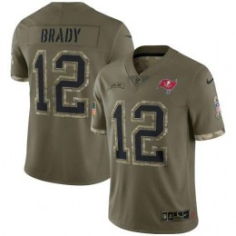 Tampa Bay Buccaneers #12 Tom Brady Men's 2022 Salute To Service Limited Jersey – Olive