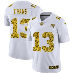 Tampa Bay Buccaneers #13 Mike Evans Men's Flocked Leopard Print Vapor Limited NFL Jersey White