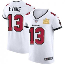 Tampa Bay Buccaneers #13 Mike Evans Men's Super Bowl LV Champions Patch White Vapor Elite Jersey