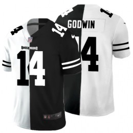 Tampa Bay Buccaneers #14 Chris Godwin Men's Black V White Peace Split Vapor Untouchable Limited NFL Jersey