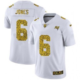 Tampa Bay Buccaneers #6 Julio Jones Men's Flocked Leopard Print Vapor Limited NFL Jersey White