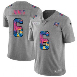 Tampa Bay Buccaneers #6 Julio Jones Men's Multi-Color 2020 NFL Crucial Catch NFL Jersey Greyheather
